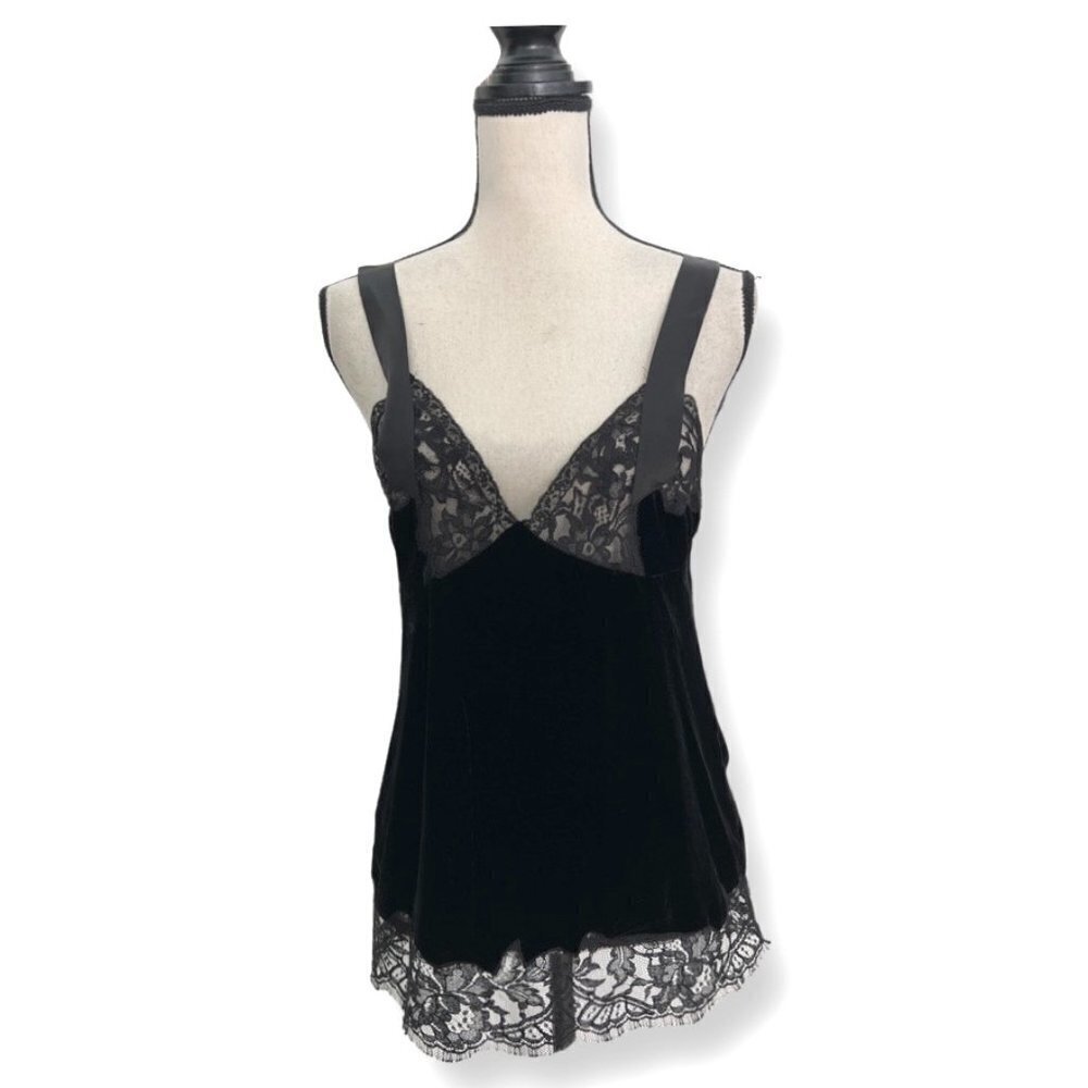 Givenchy black velour lace tank top size 40